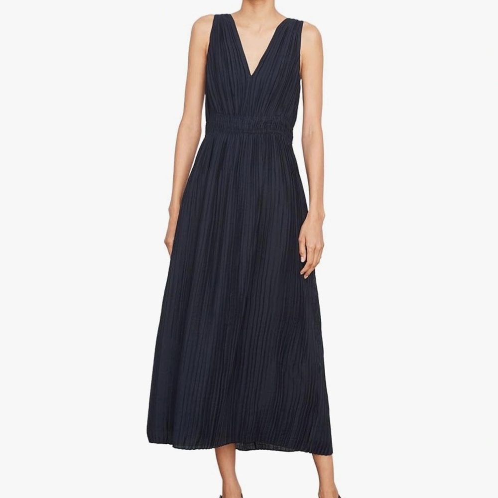 Vince Blue Sleeveless V-Neck Midi Sundress